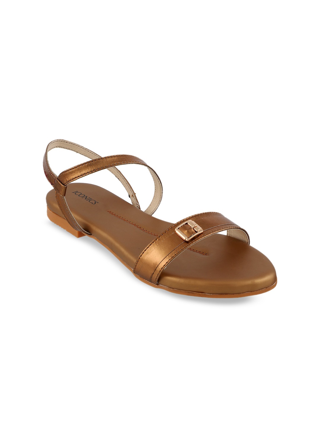 

ICONICS Women Backstrap Open Toe Flats, Copper