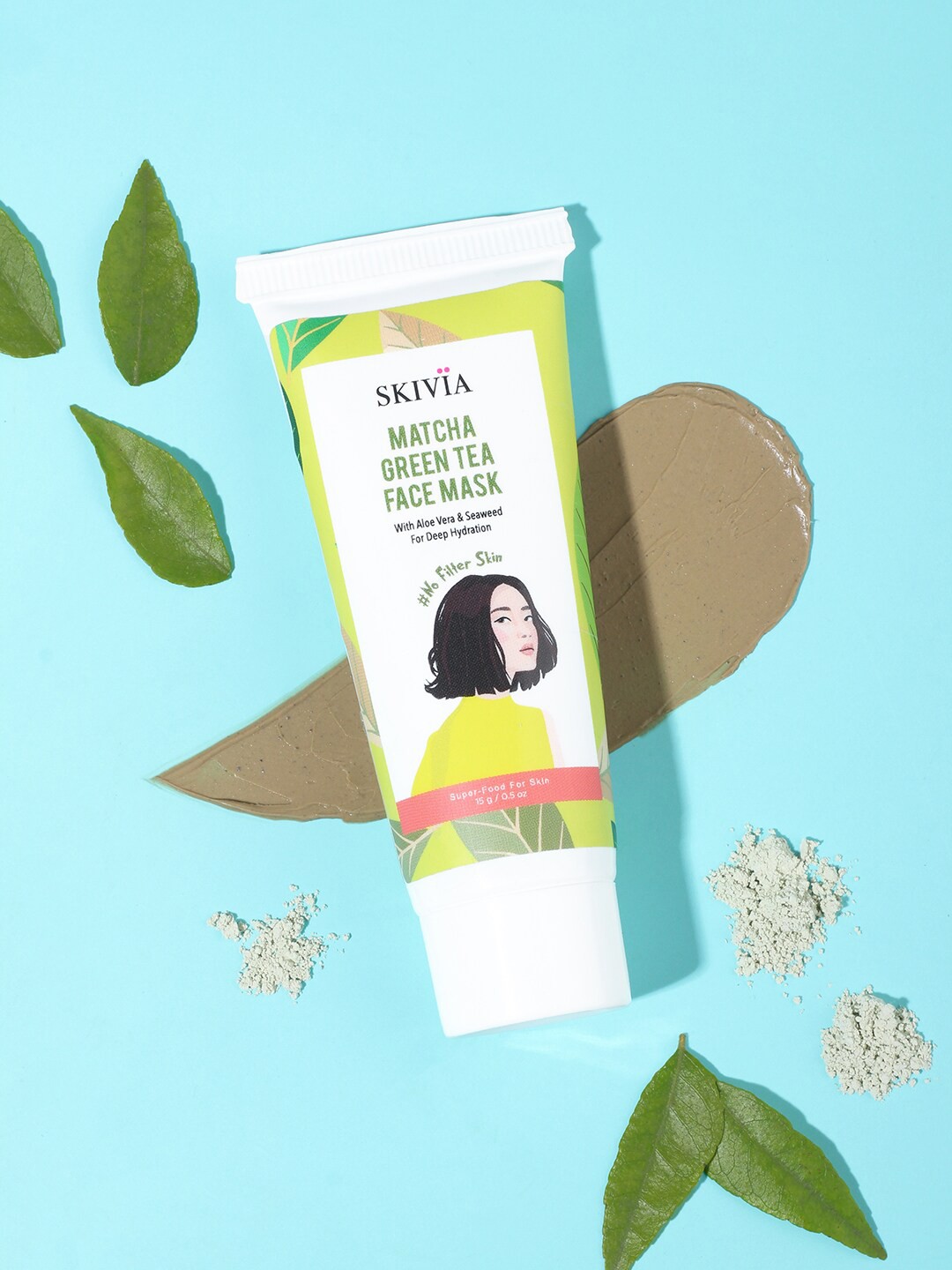 

SKIVIA Matcha No Filter Skin Green Tea Mini Face Mask with Aloe Vera & Seaweed - 15 g, White