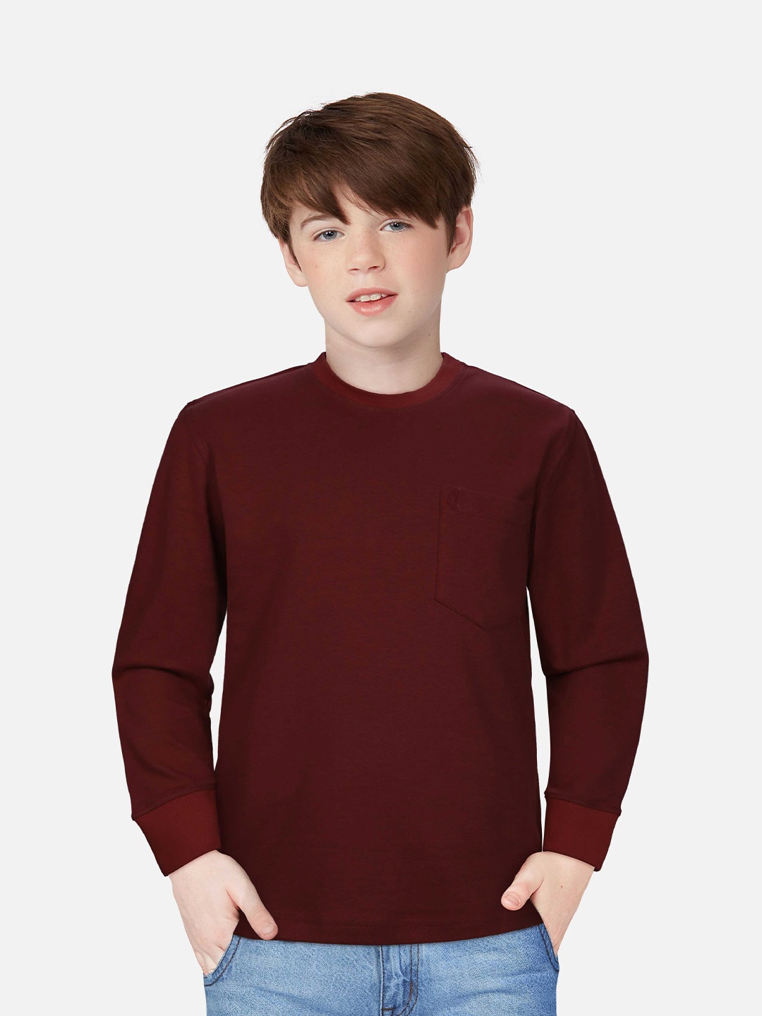 

Gini and Jony Boys Regular Fit Cotton T-shirt, Maroon
