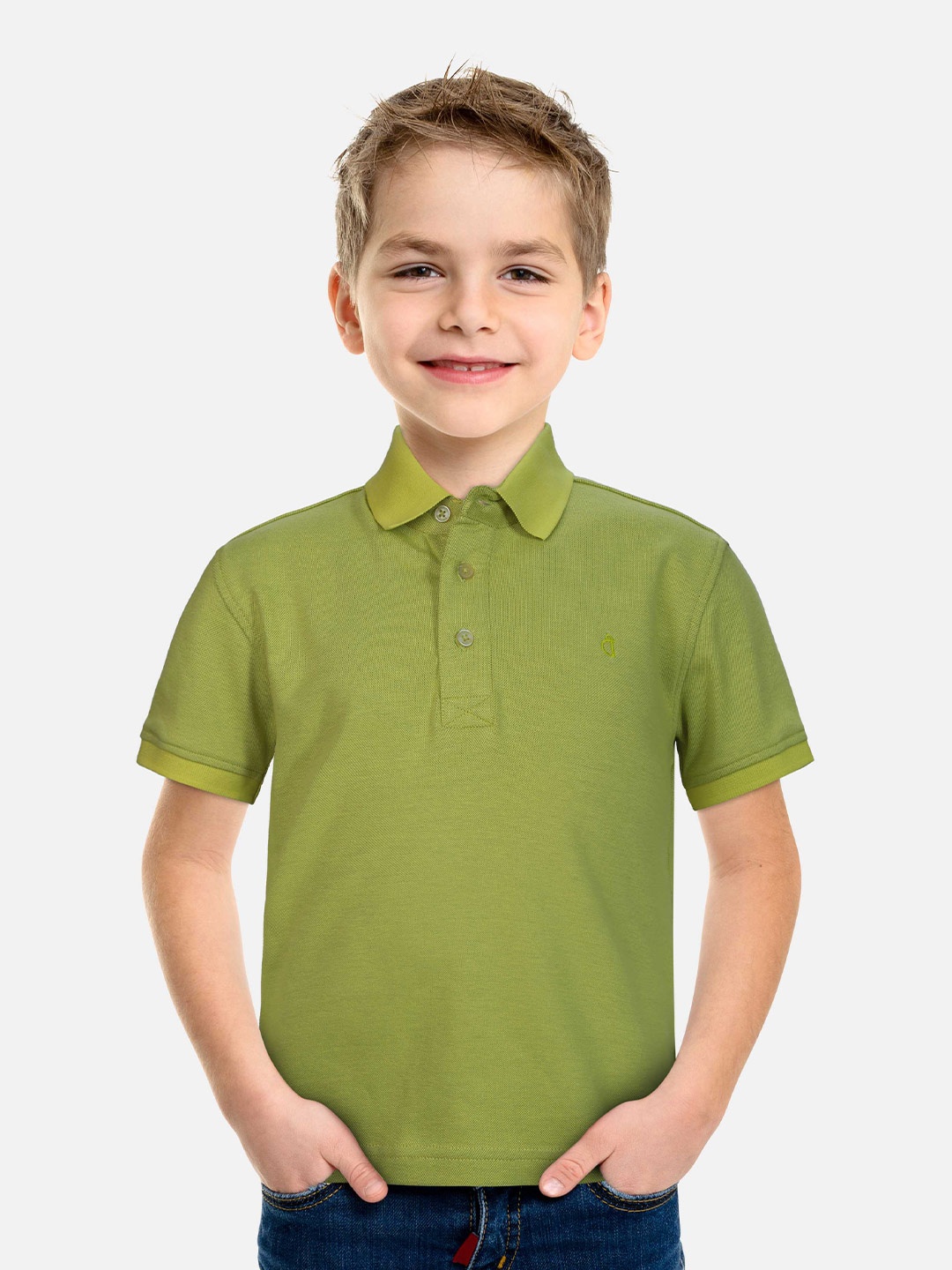 

Gini and Jony Boys Cotton Polo Collar T-Shirt, Green