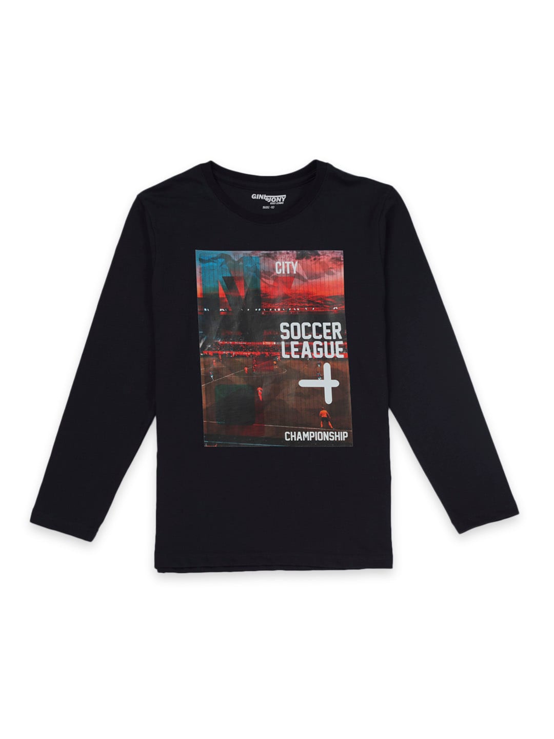 Gini and Jony Boys Graphic Printed Cotton T-Shirt, Black