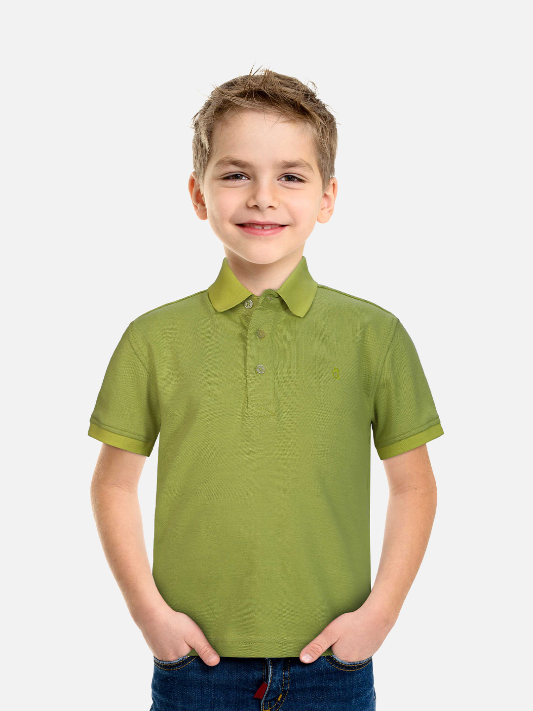 

Gini and Jony Boys Cotton Polo Collar T-Shirt, Olive