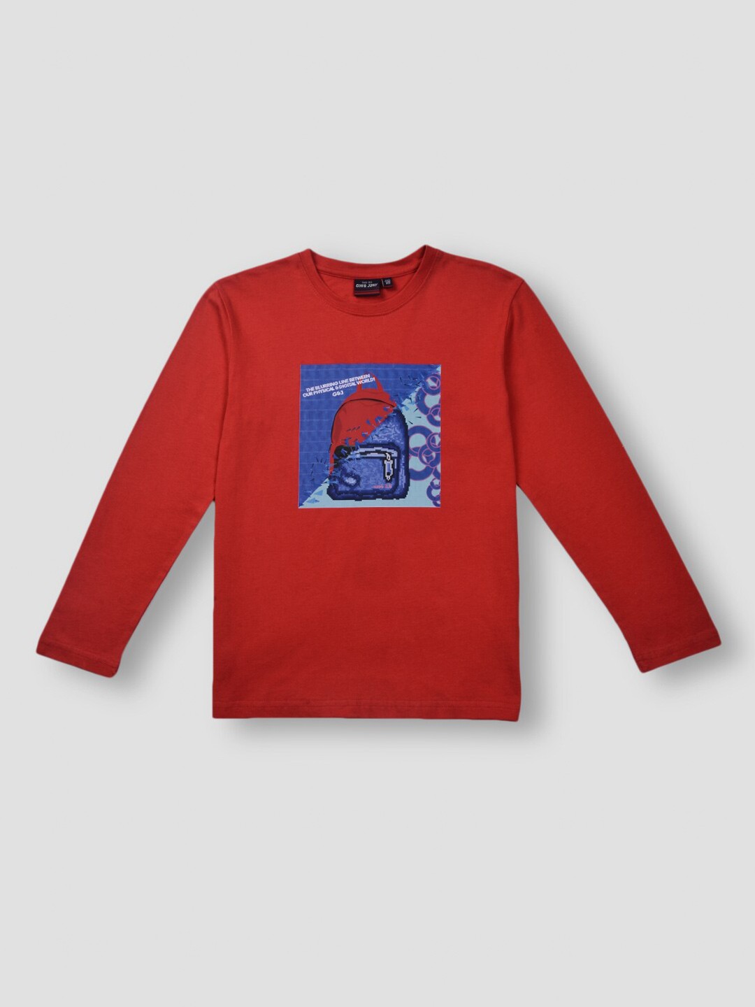 

Gini and Jony Boys Graphic Printed Cotton T-Shirt, Red