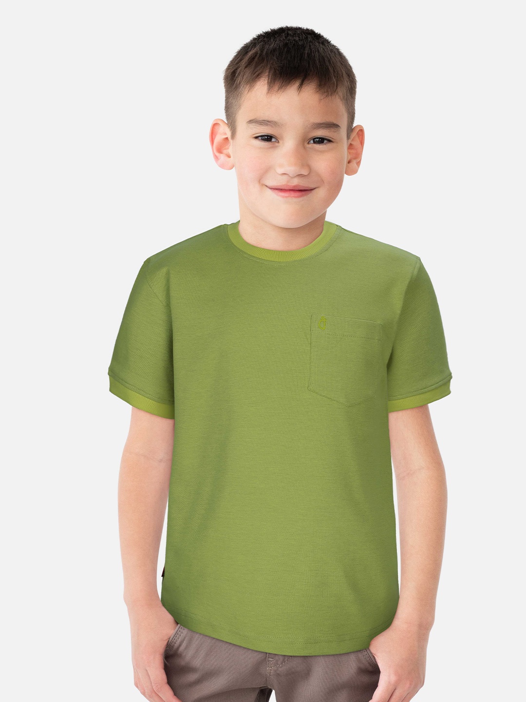 

Gini and Jony Boys Solid Cotton T-Shirt, Green