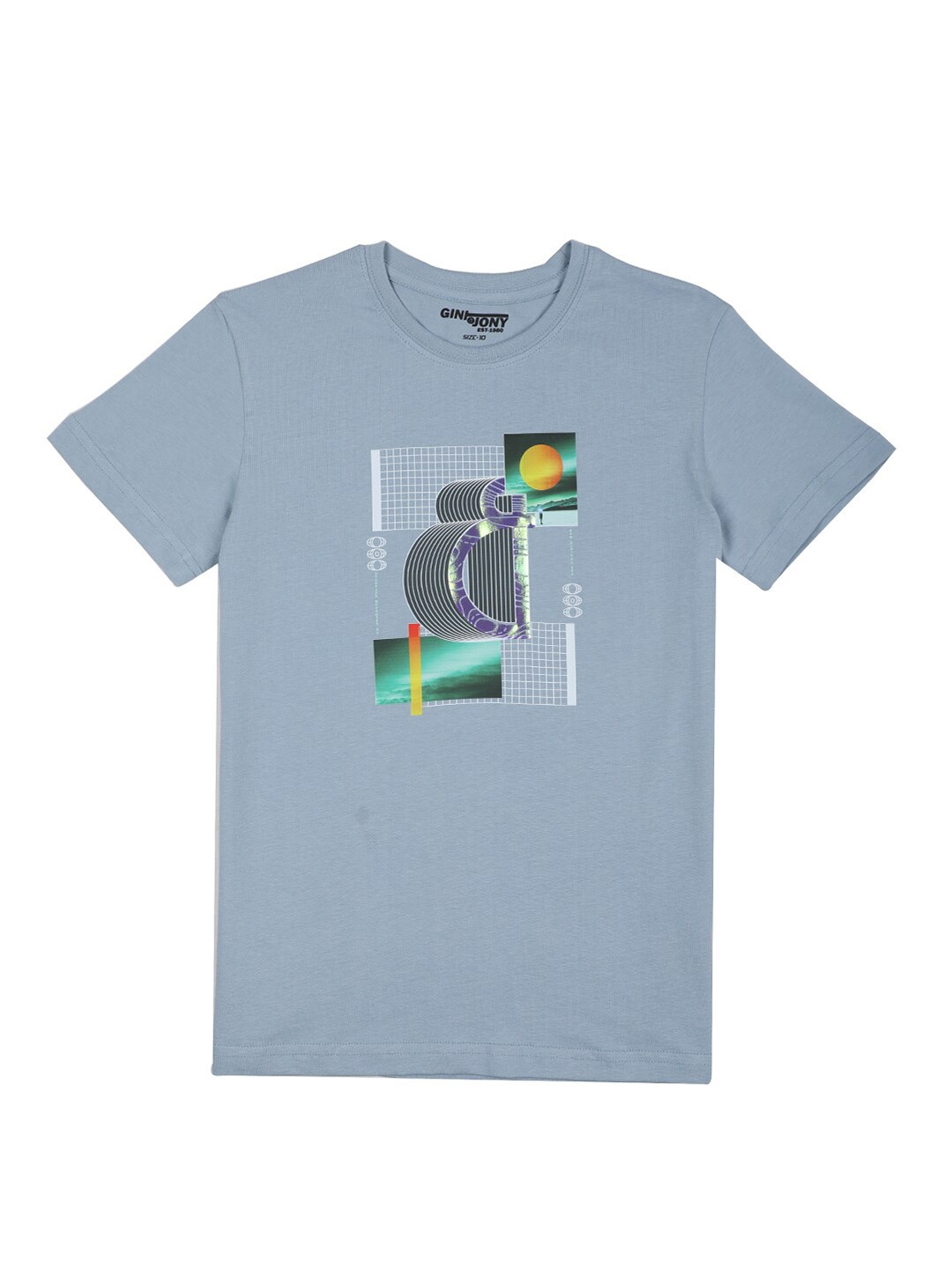 

Gini and Jony Boys Graphic Printed Cotton T-Shirt, Blue