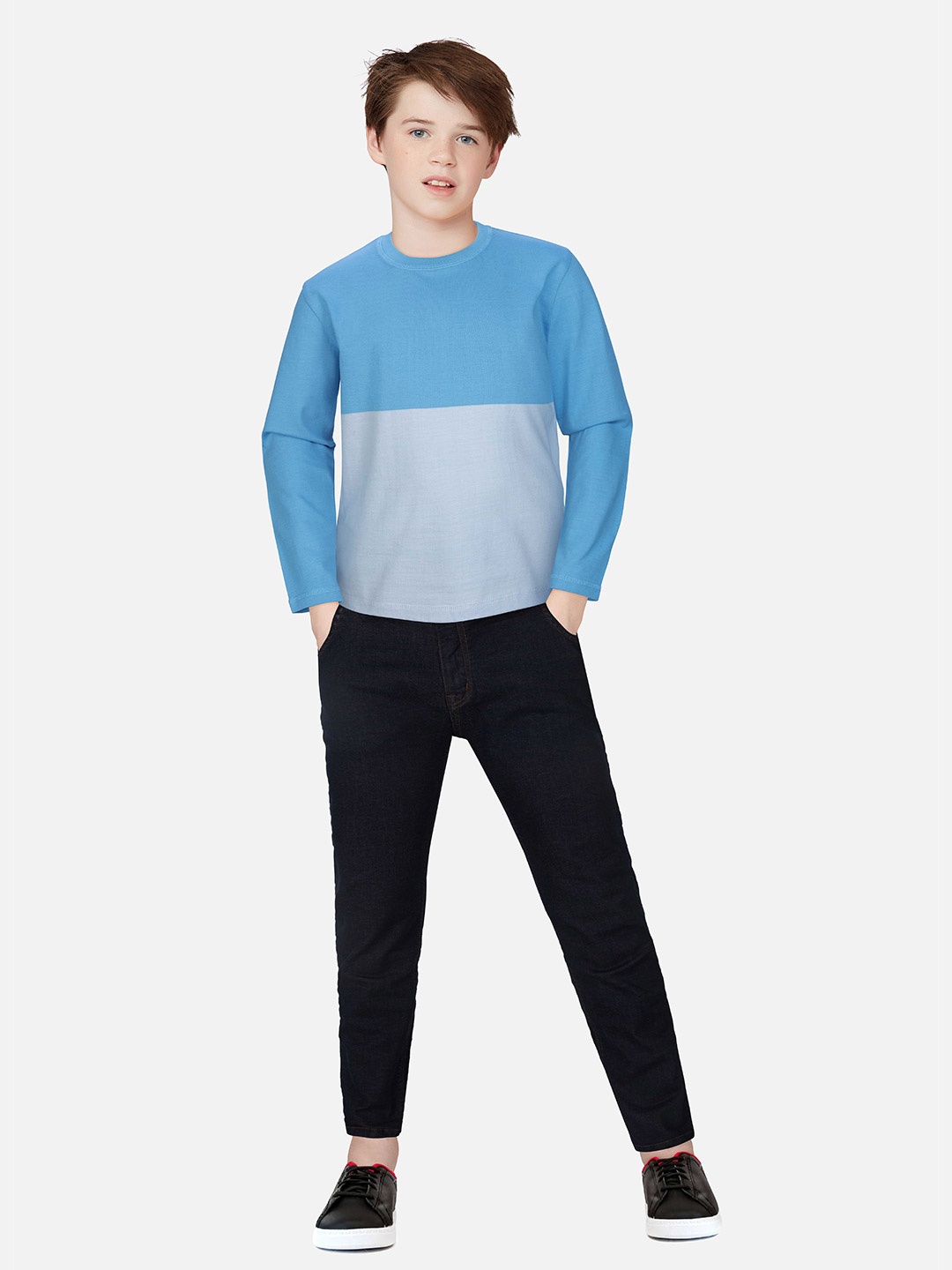 

Gini and Jony Boys Colourblocked Cotton T-Shirt, Blue