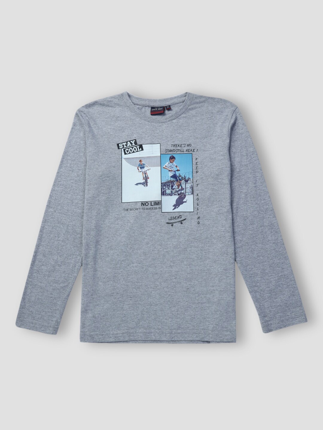 

Gini and Jony Boys Graphic Printed Cotton T-Shirt, Grey