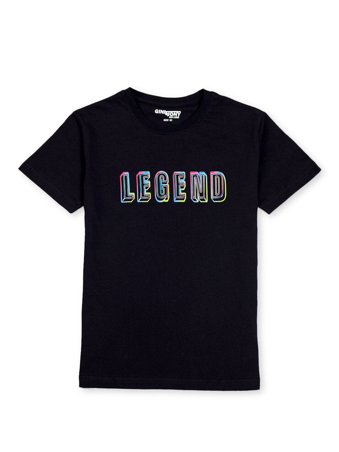 Gini and Jony Boys Printed Cotton T-Shirt, Black
