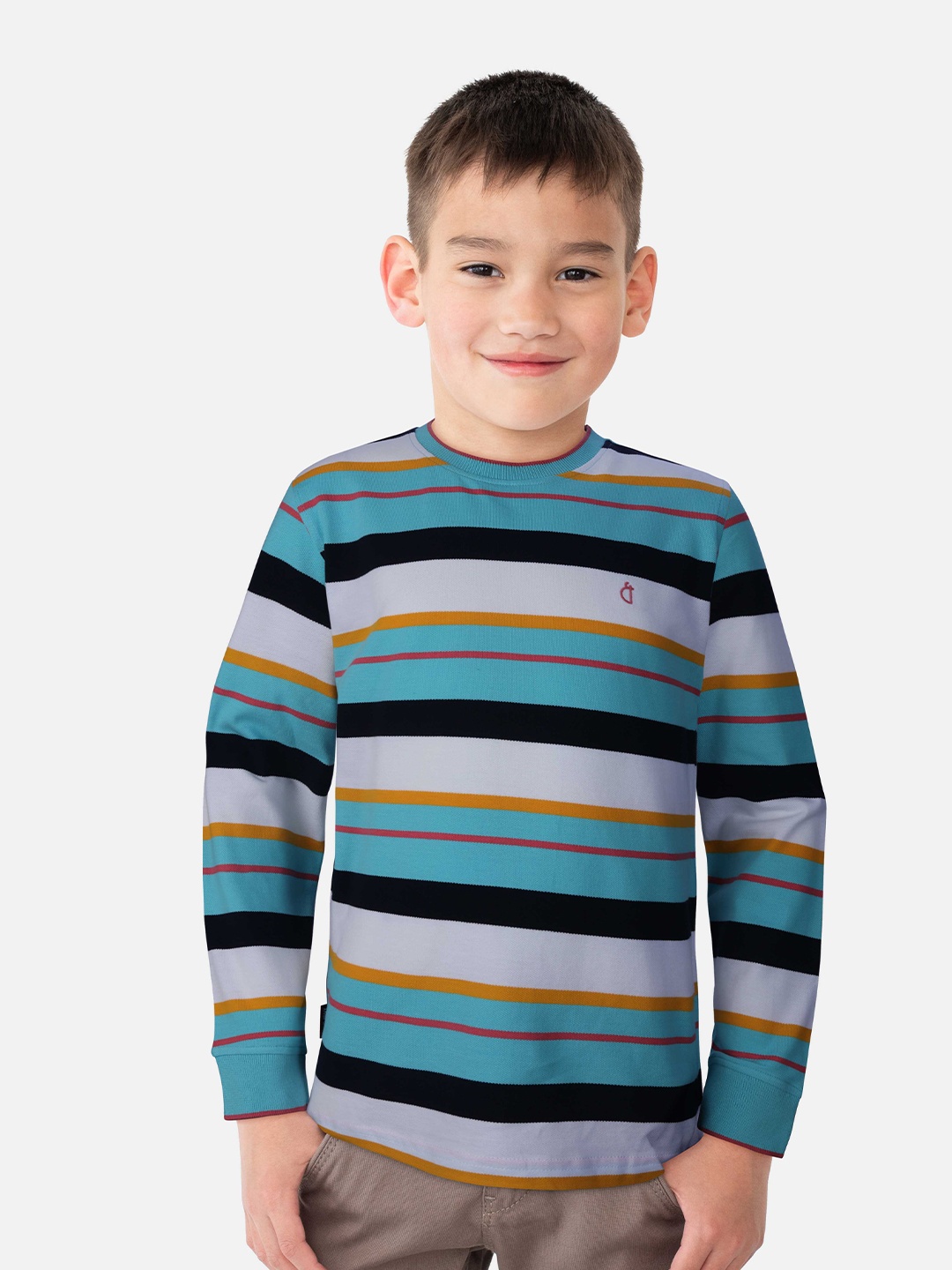 

Gini and Jony Boys Striped Cotton T-Shirt, Blue