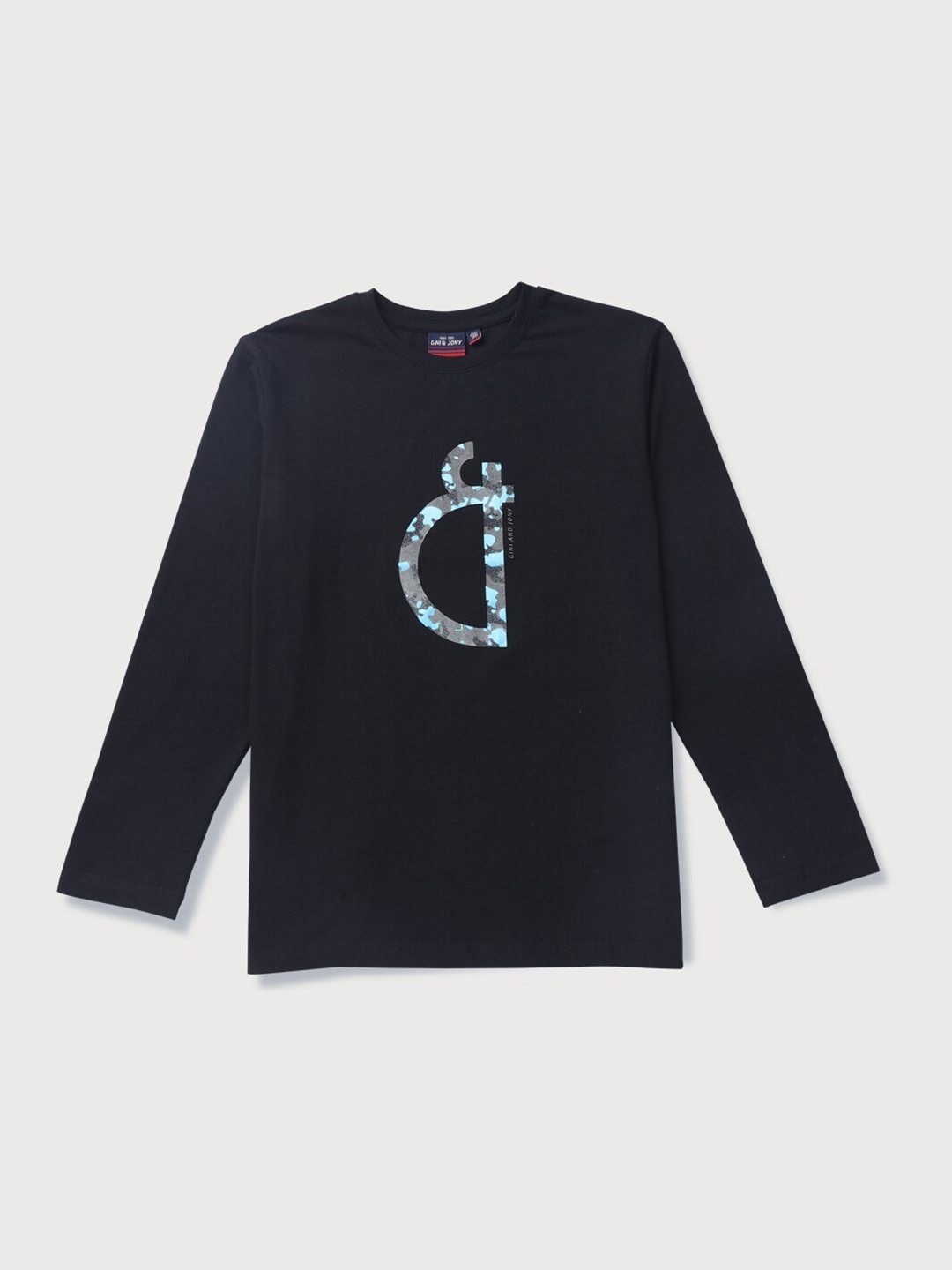 

Gini and Jony Boys Printed Cotton T-Shirt, Black