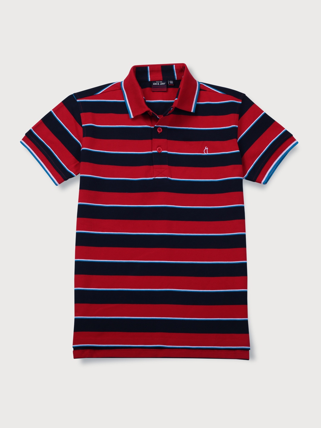 

Gini and Jony Boys Striped Polo Collar Cotton T-shirt, Red