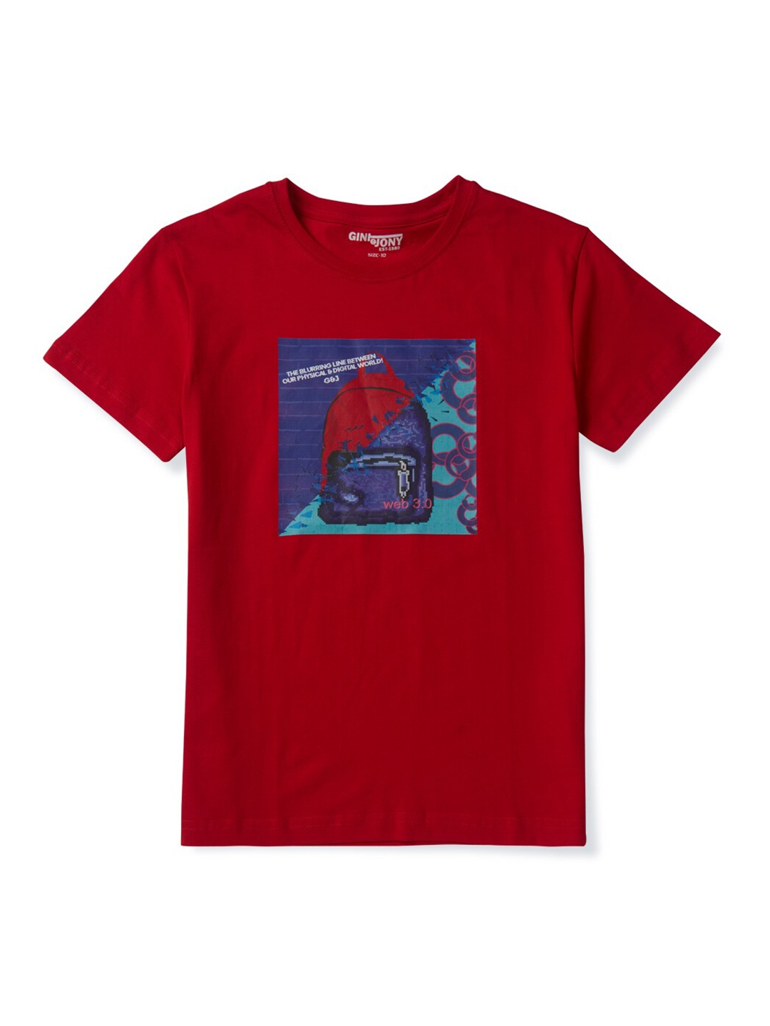 

Gini and Jony Boys Graphic Printed Cotton T-shirt, Red