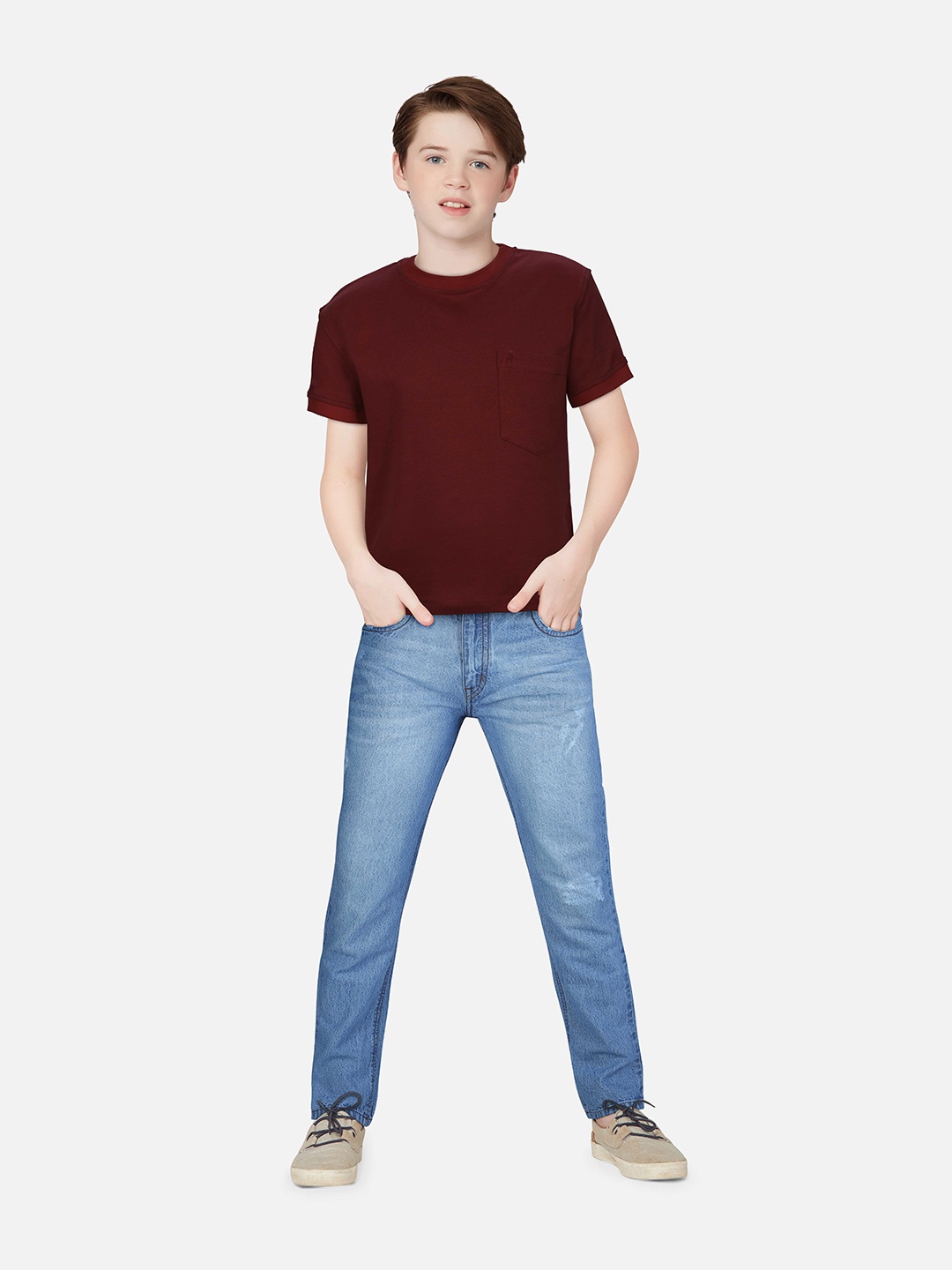 

Gini and Jony Boys Short Sleeves Cotton T-shirt, Maroon