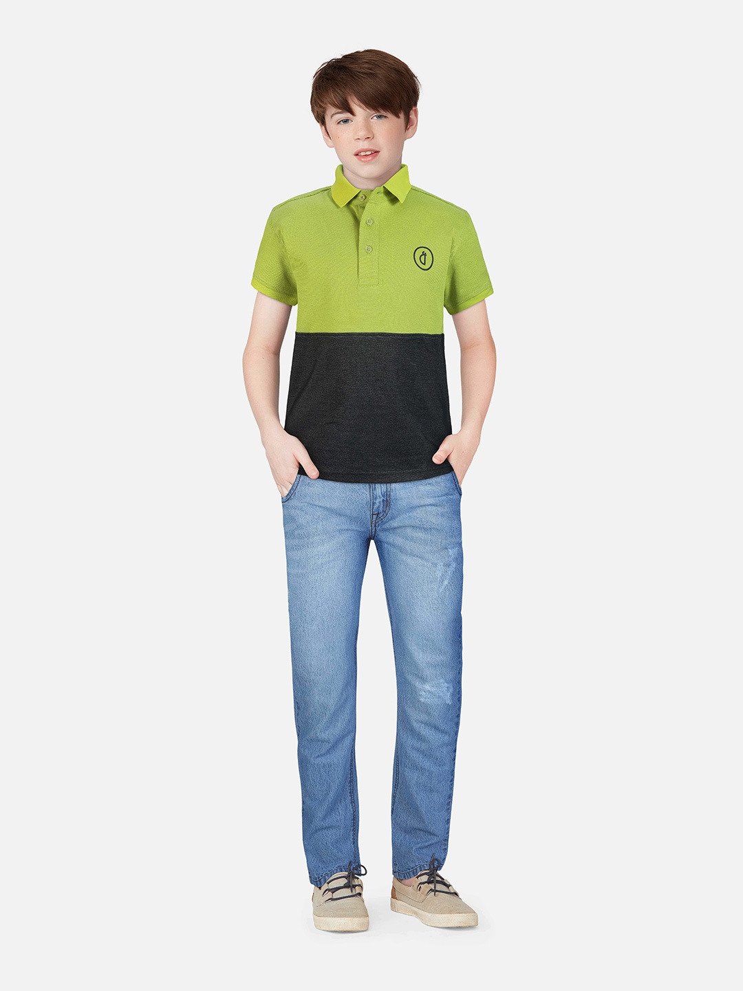 

Gini and Jony Boys Colourblocked Cotton T-shirt, Green