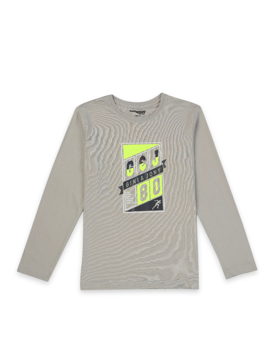 

Gini and Jony Boys Graphic Printed Cotton T-shirt, Taupe