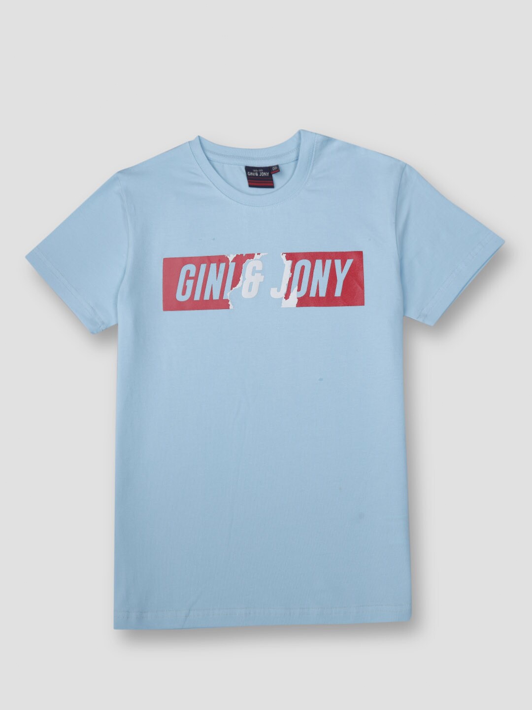 Gini and Jony Boys Typography T-shirt, Blue
