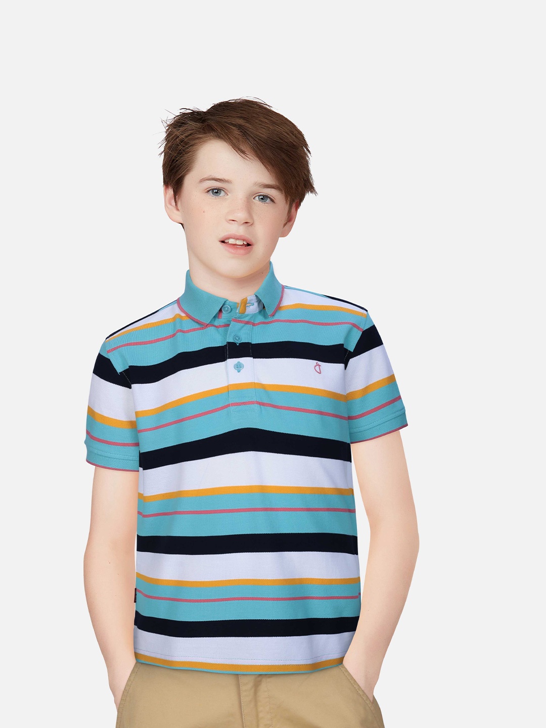 

Gini and Jony Boys Striped Polo Collar T-shirt, Blue