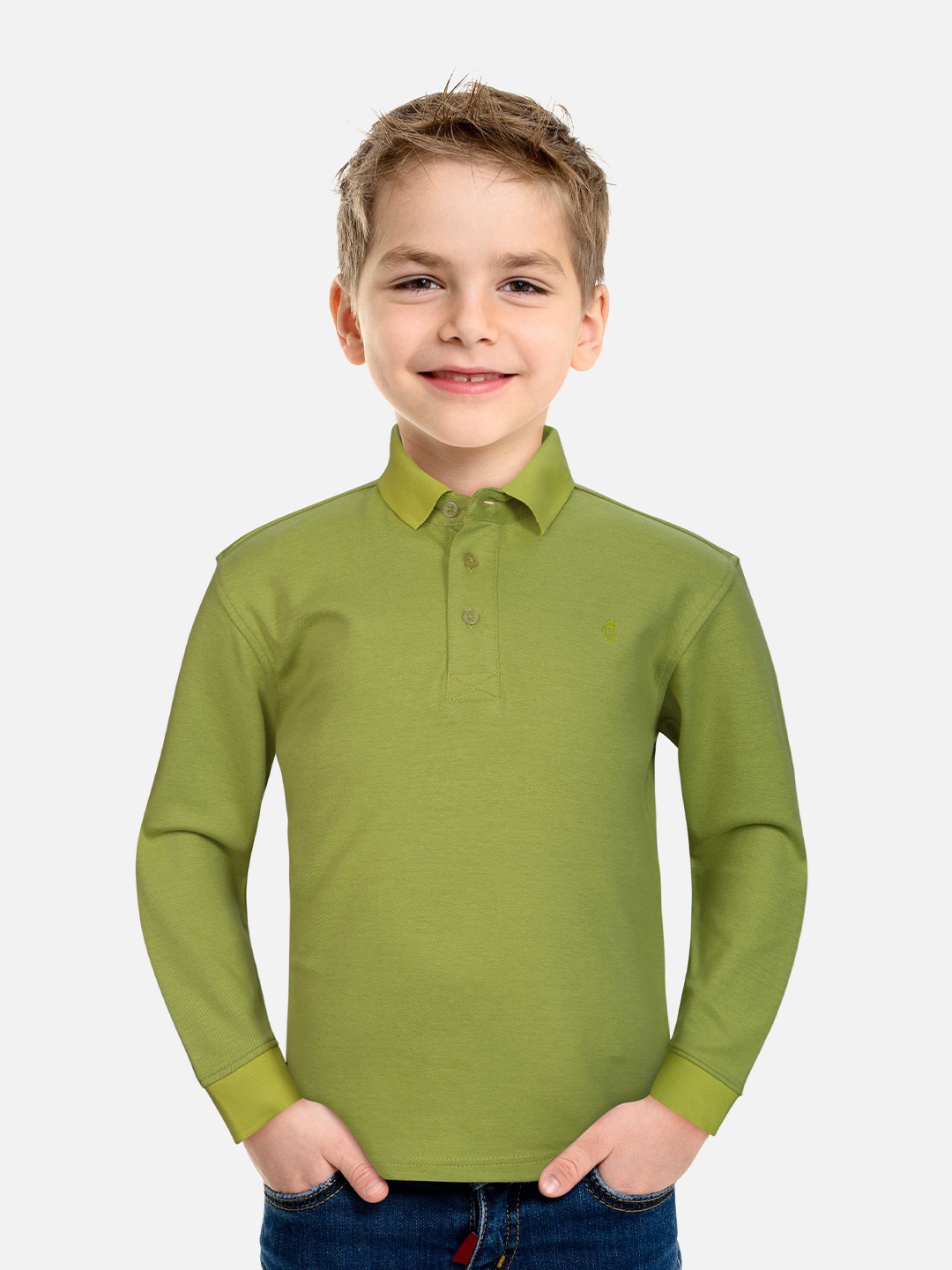 

Gini and Jony Boys Polo Collar Cotton T-shirt, Green