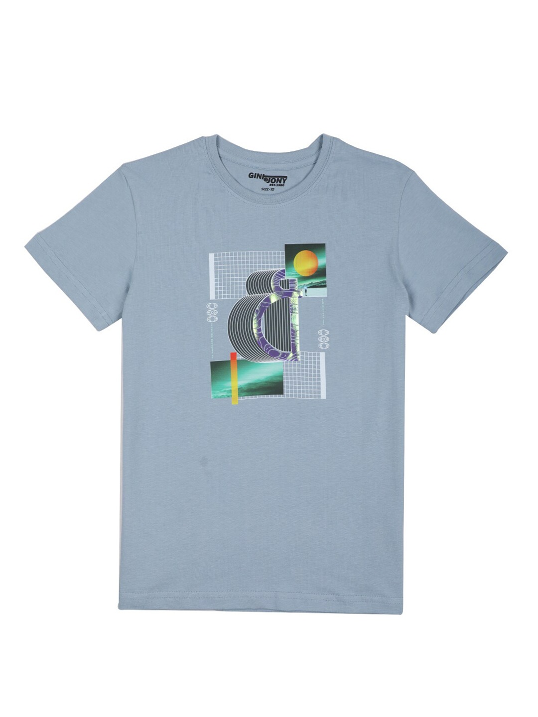 

Gini and Jony Boys Printed Cotton T-shirt, Blue