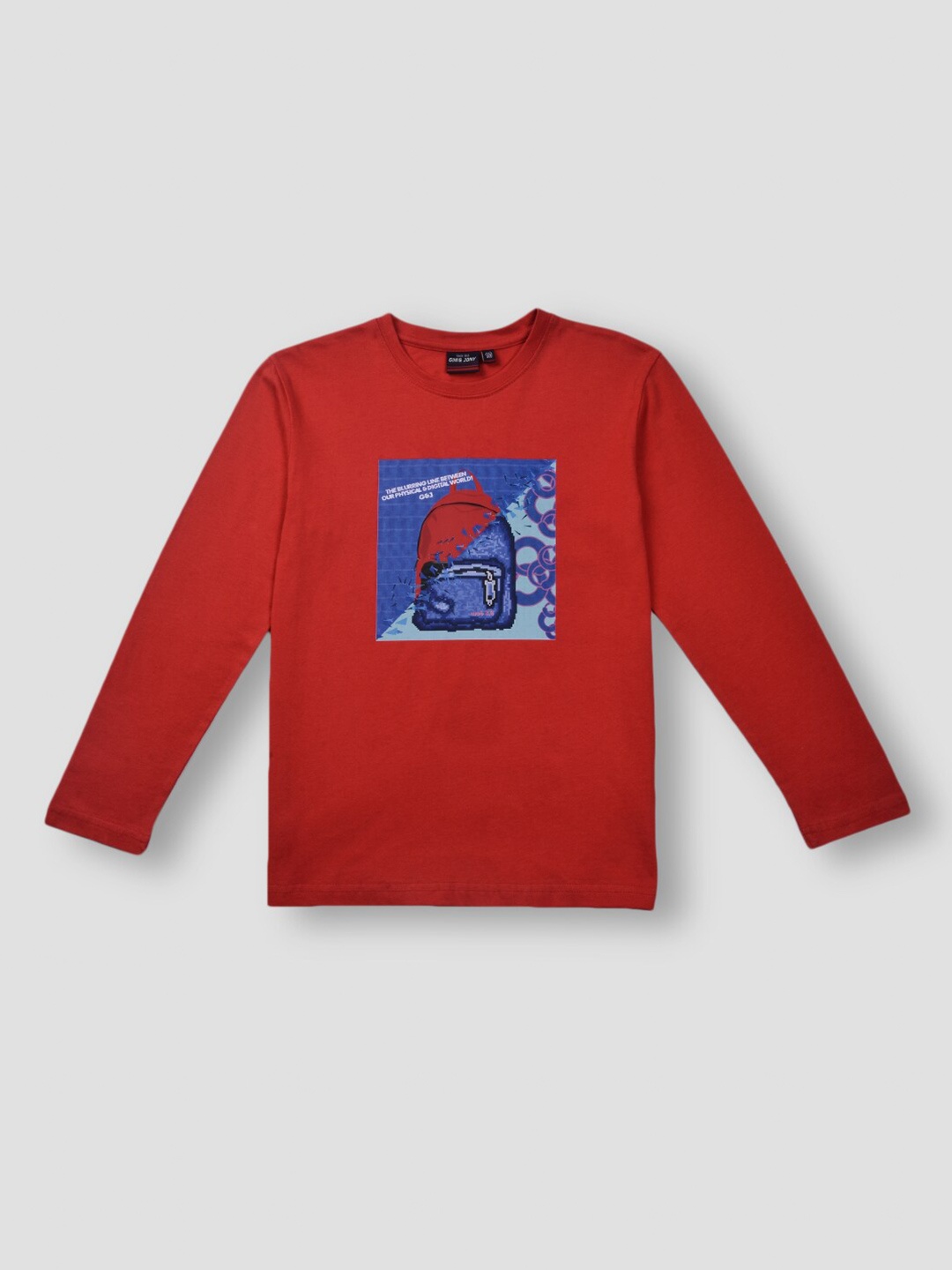 

Gini and Jony Boys Printed Cotton T-Shirt, Red