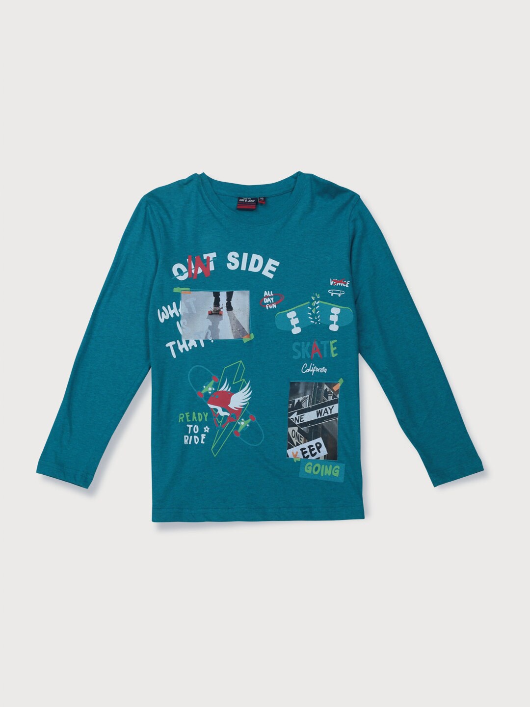 

Gini and Jony Boys Graphic Printed Cotton T-Shirt, Sea green