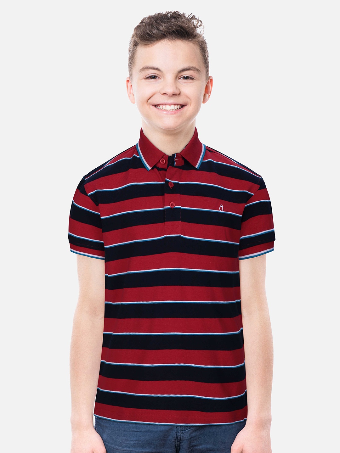 

Gini and Jony Boys Striped Cotton T-Shirt, Red