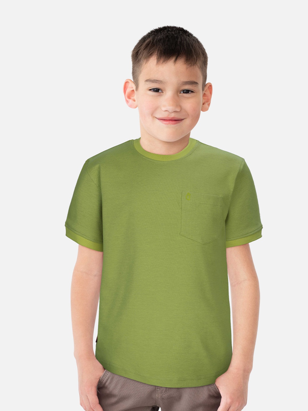 

Gini and Jony Boys Solid Cotton T-Shirt, Green