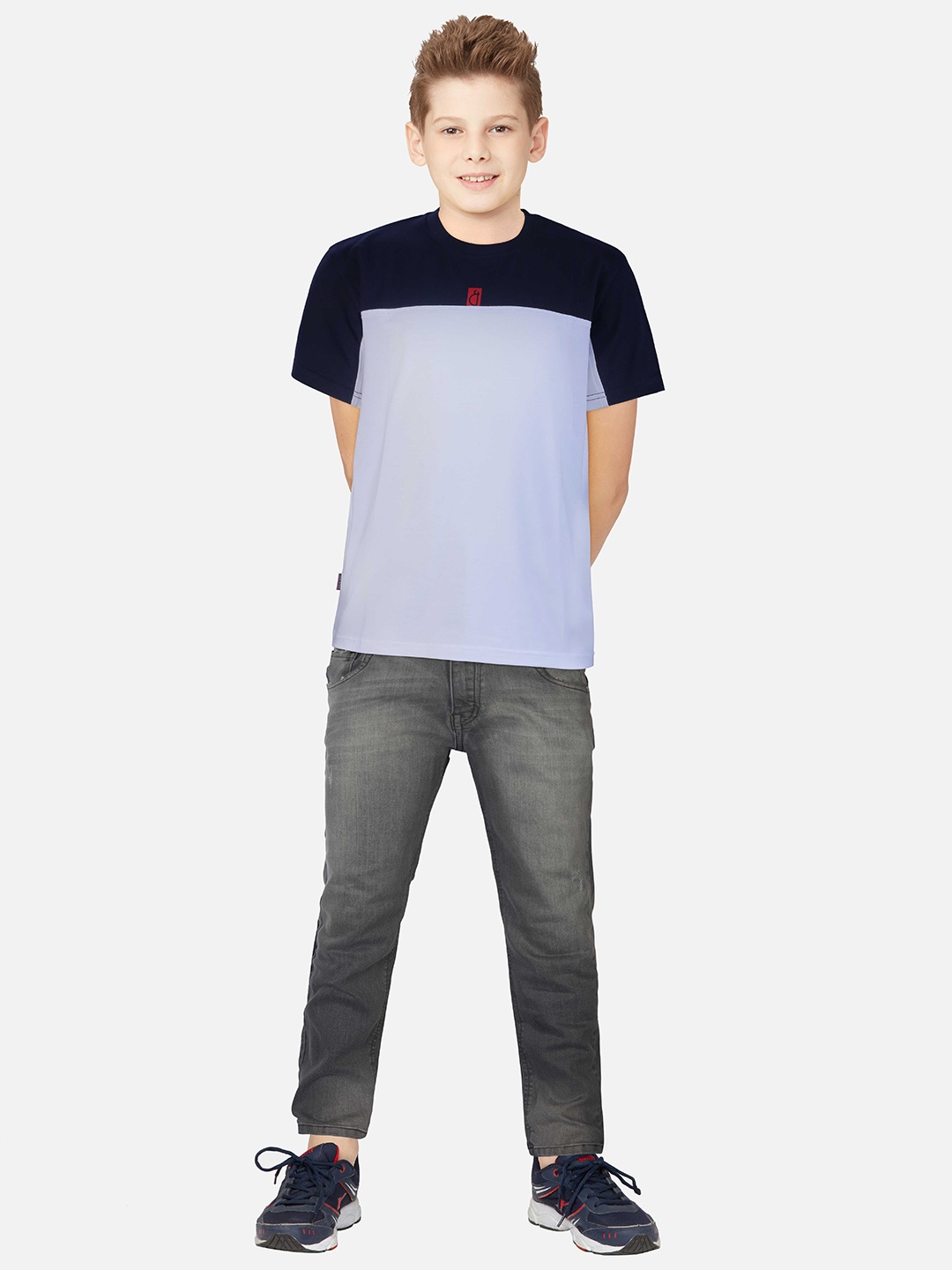 

Gini and Jony Boys Colourblocked Cotton T-Shirt, White