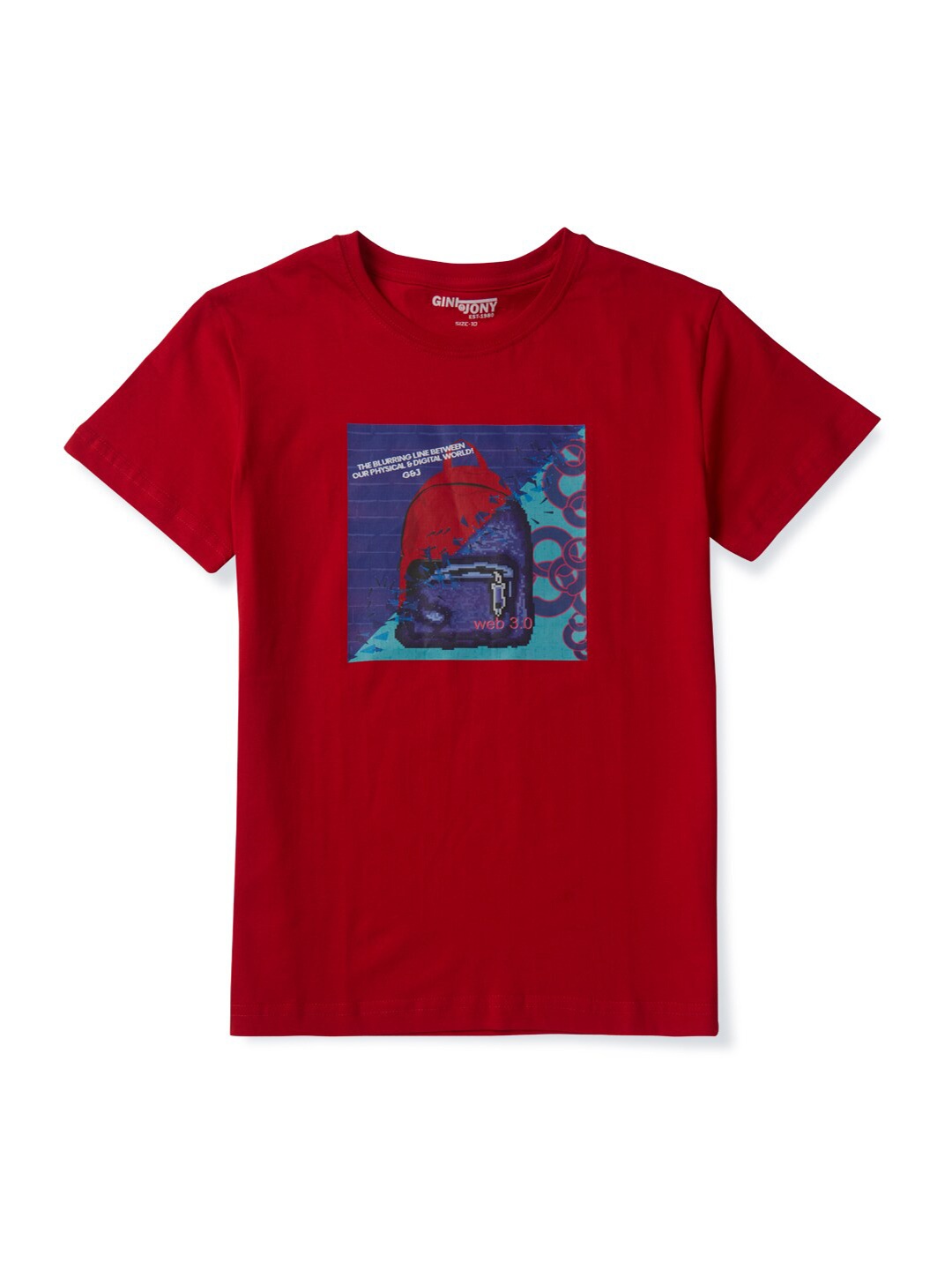 

Gini and Jony Boys Graphic Printed Cotton T-Shirt, Red