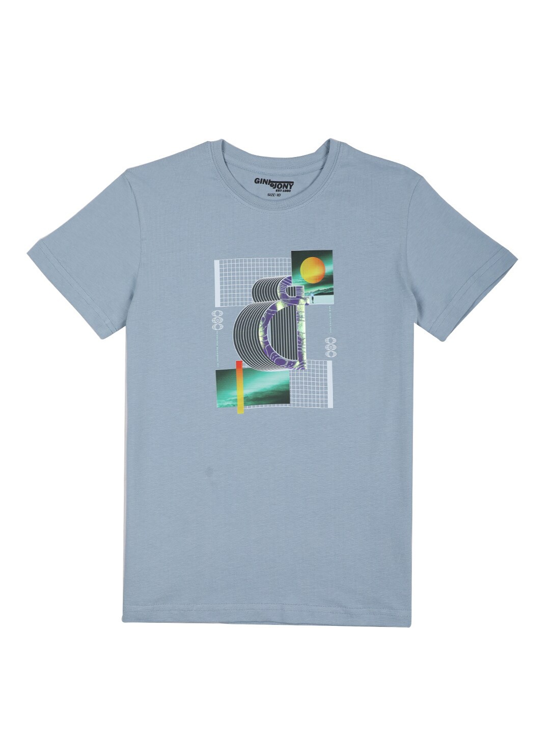 

Gini and Jony Boys Graphic Printed Cotton T-Shirt, Blue