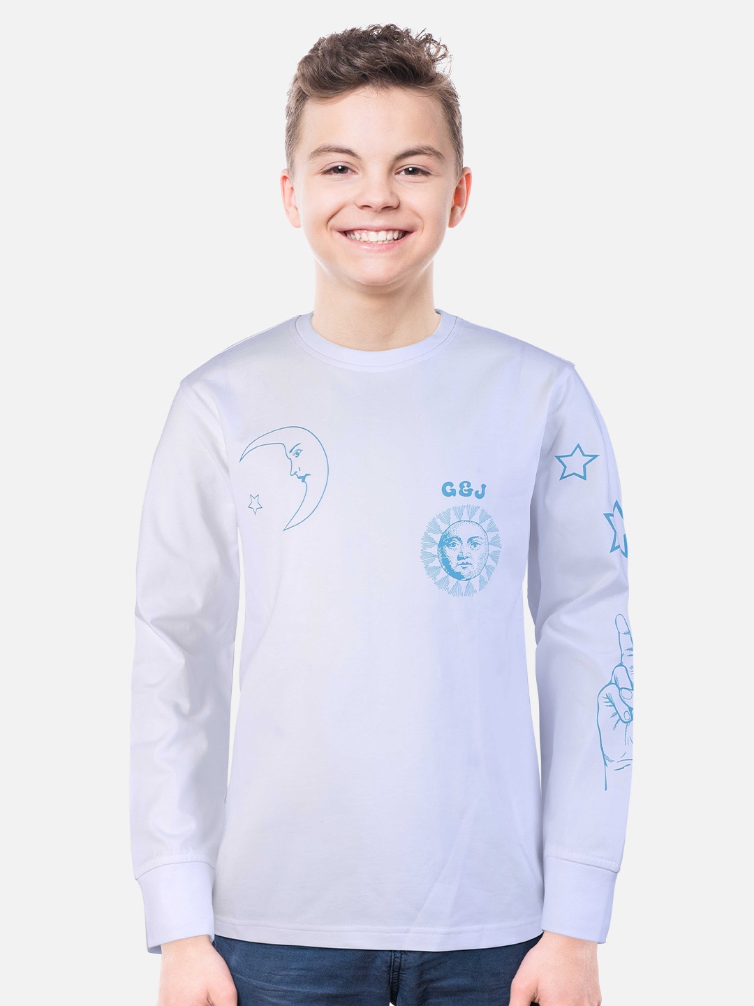 

Gini and Jony Boys Printed Cotton T-Shirt, White
