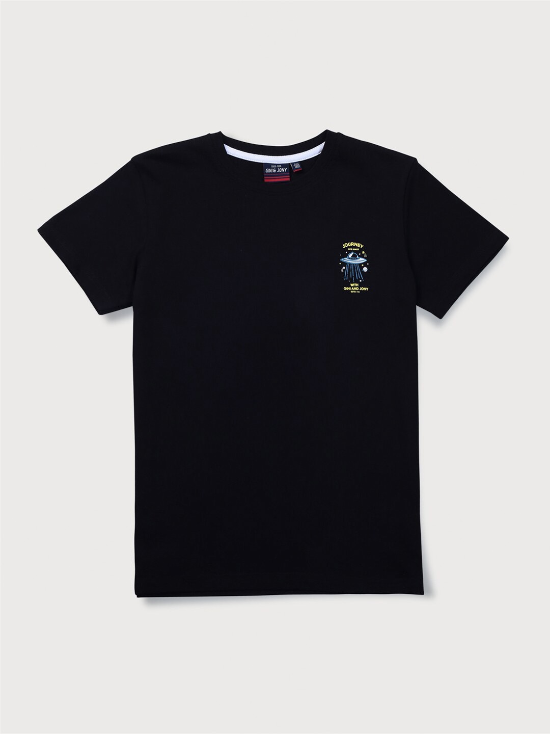 

Gini and Jony Boys Printed Cotton T-Shirt, Black