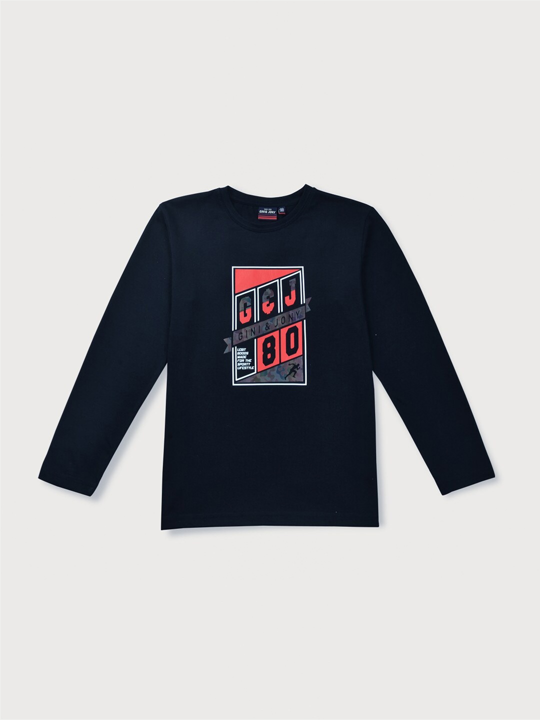 Gini and Jony Boys Printed Cotton T-Shirt, Navy blue