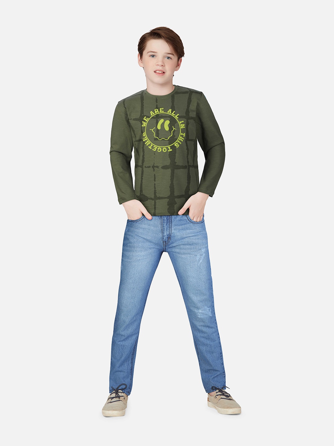 

Gini and Jony Boys Abstract Printed Cotton T-Shirt, Olive