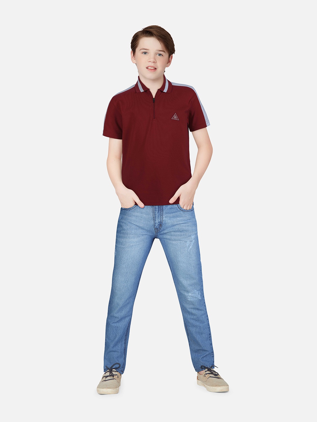 Gini and Jony Boys Polo Collar Cotton T-shirt, Red