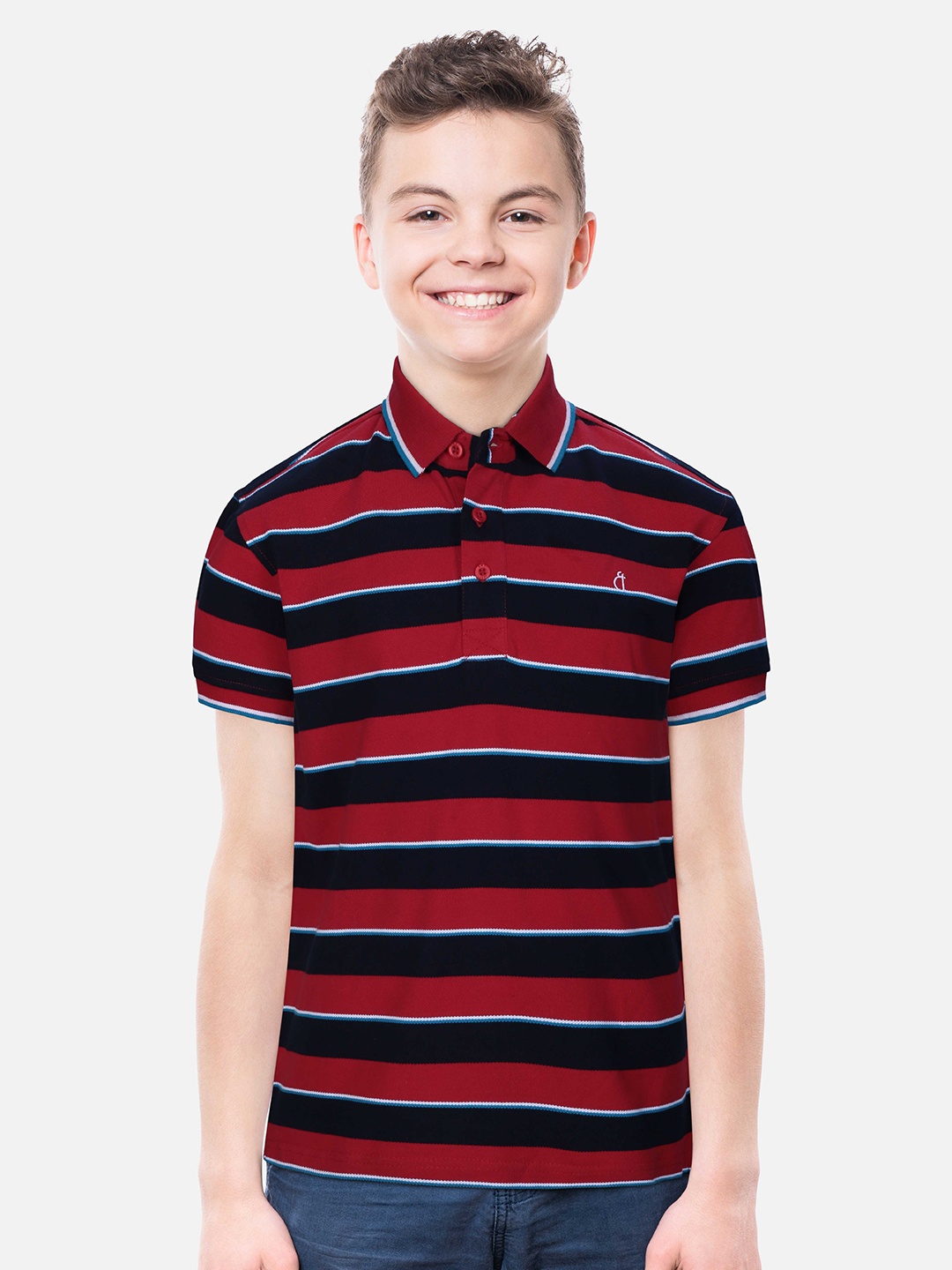 

Gini and Jony Boys Striped Cotton T-Shirt, Red
