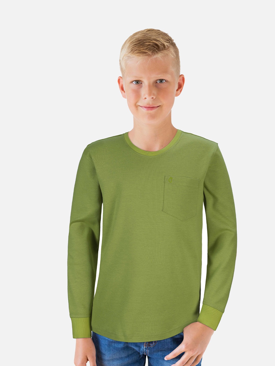 

Gini and Jony Boys Solid Cotton T-Shirt, Green
