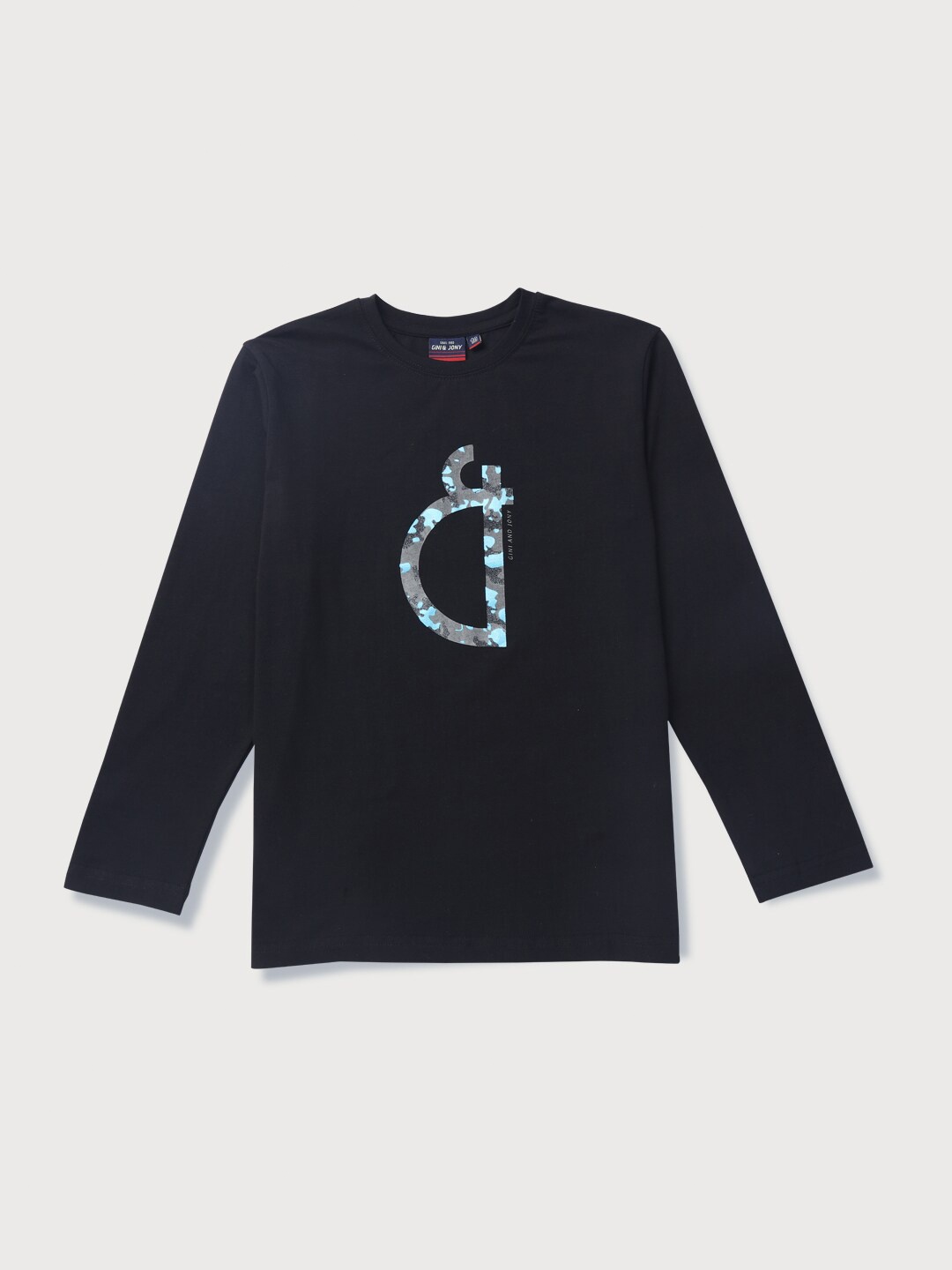 

Gini and Jony Infants Boys Brand Logo Printed Cotton T-shirt, Black