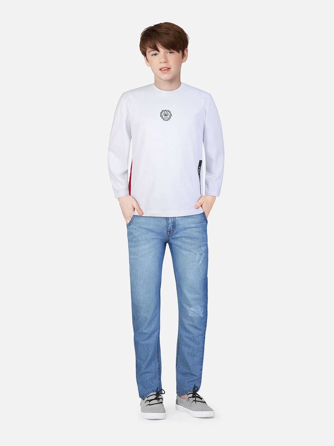 

Gini and Jony Boys Printed Cotton T-shirt, White