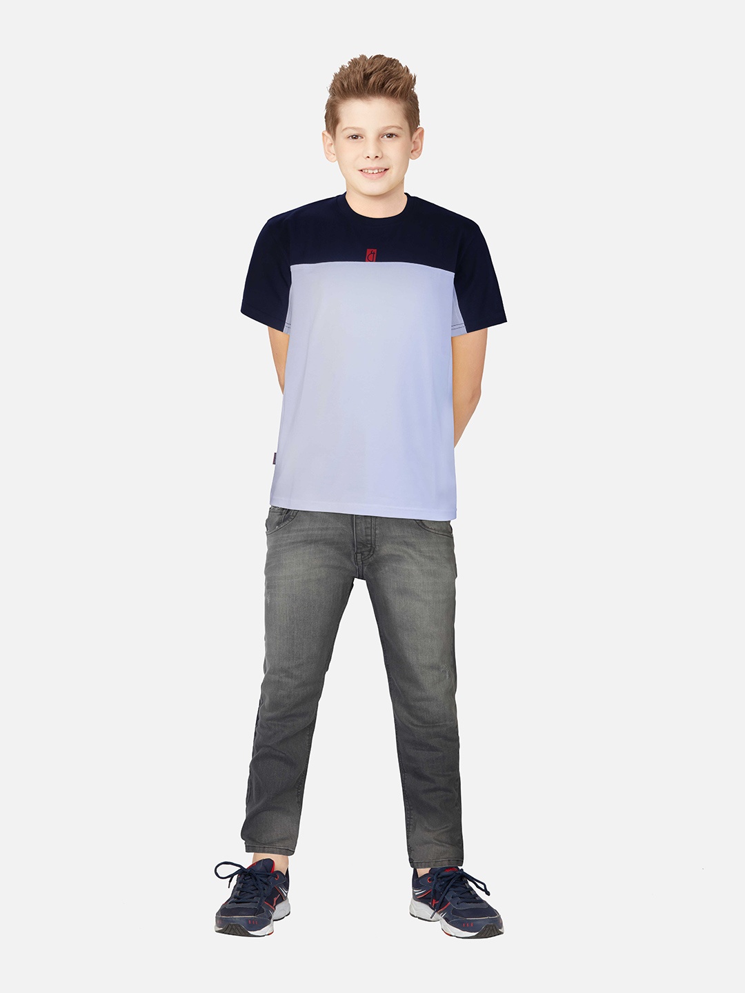 

Gini and Jony Boys Colourblocked Cotton T-shirt, Navy blue