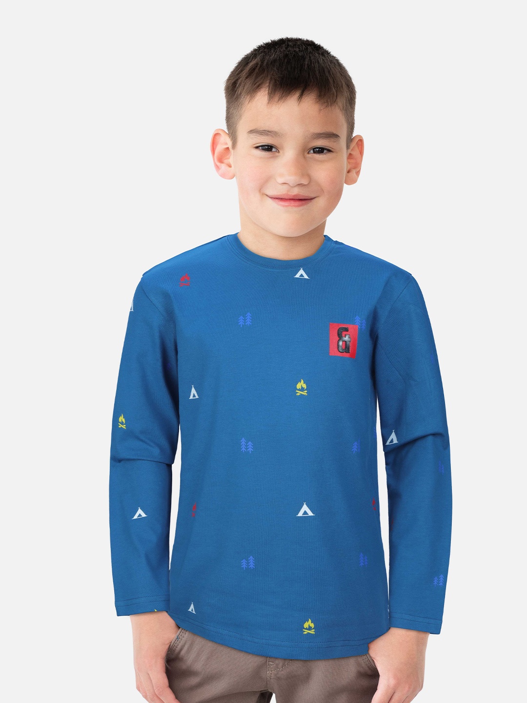

Gini and Jony Boys Conversationa Printed Cotton T-shirt, Blue