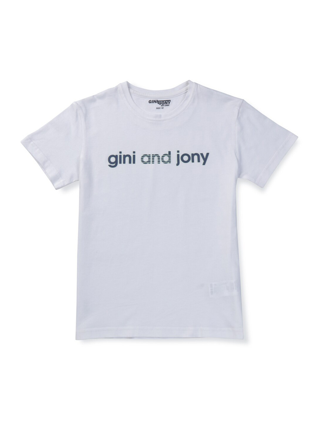 

Gini and Jony Boys Typography Printed Cotton T-shirt, White