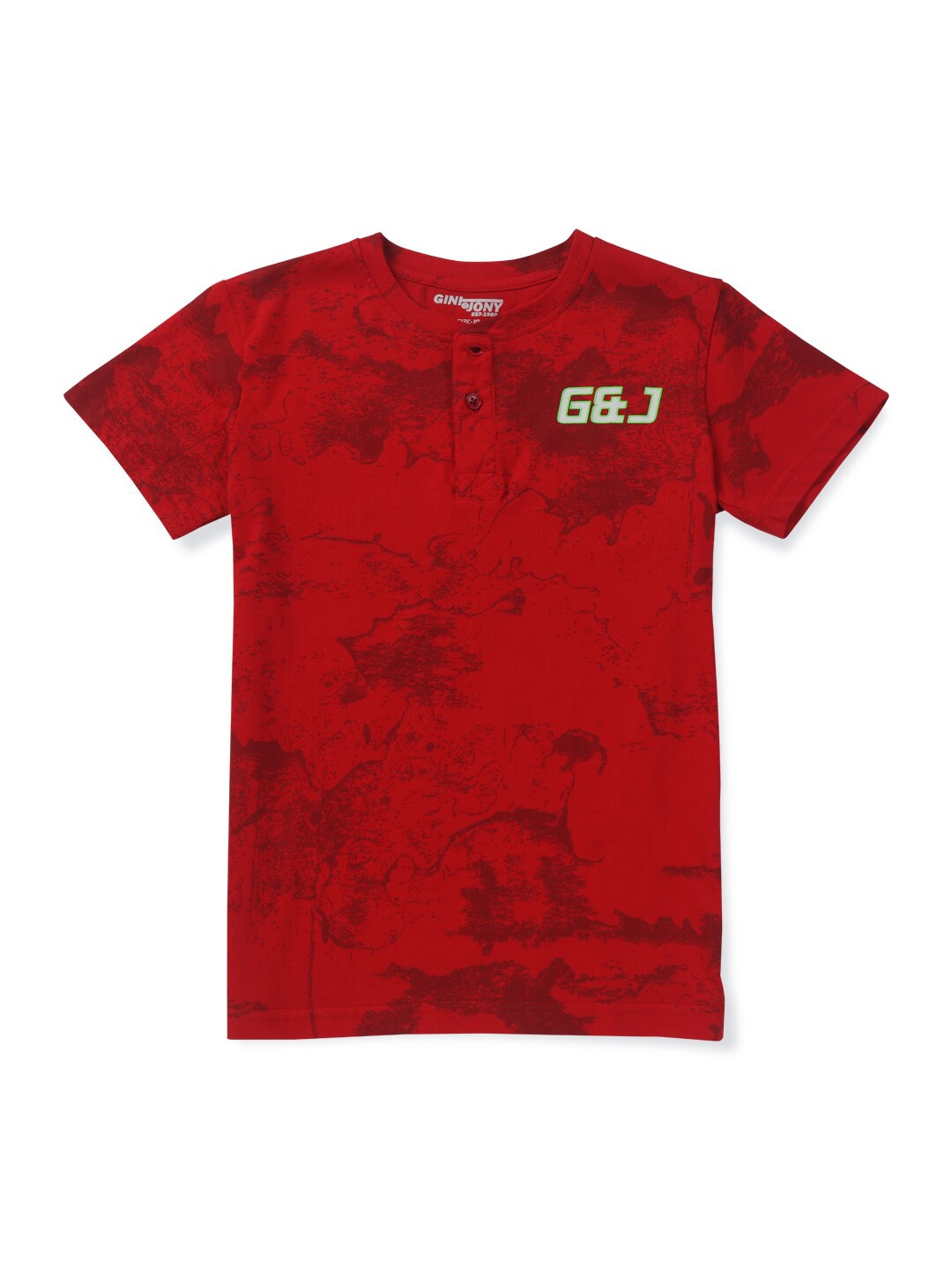 

Gini and Jony Boys Printed Cotton T-shirt, Red