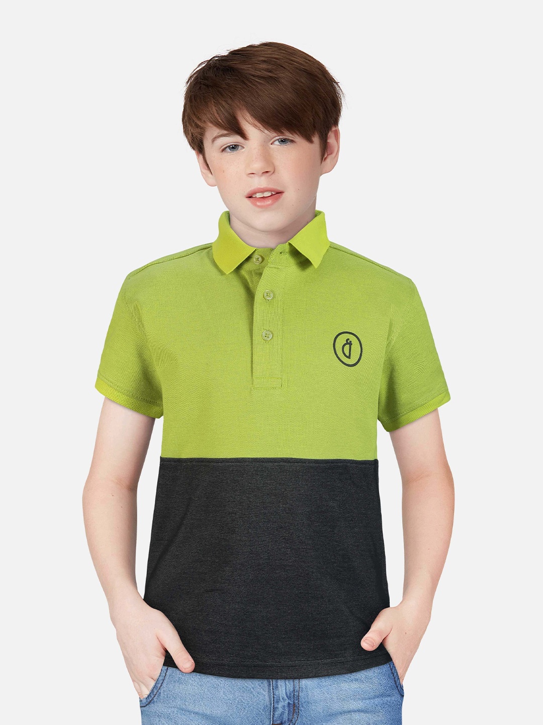 

Gini and Jony Boys Colourblocked Cotton T-shirt, Green