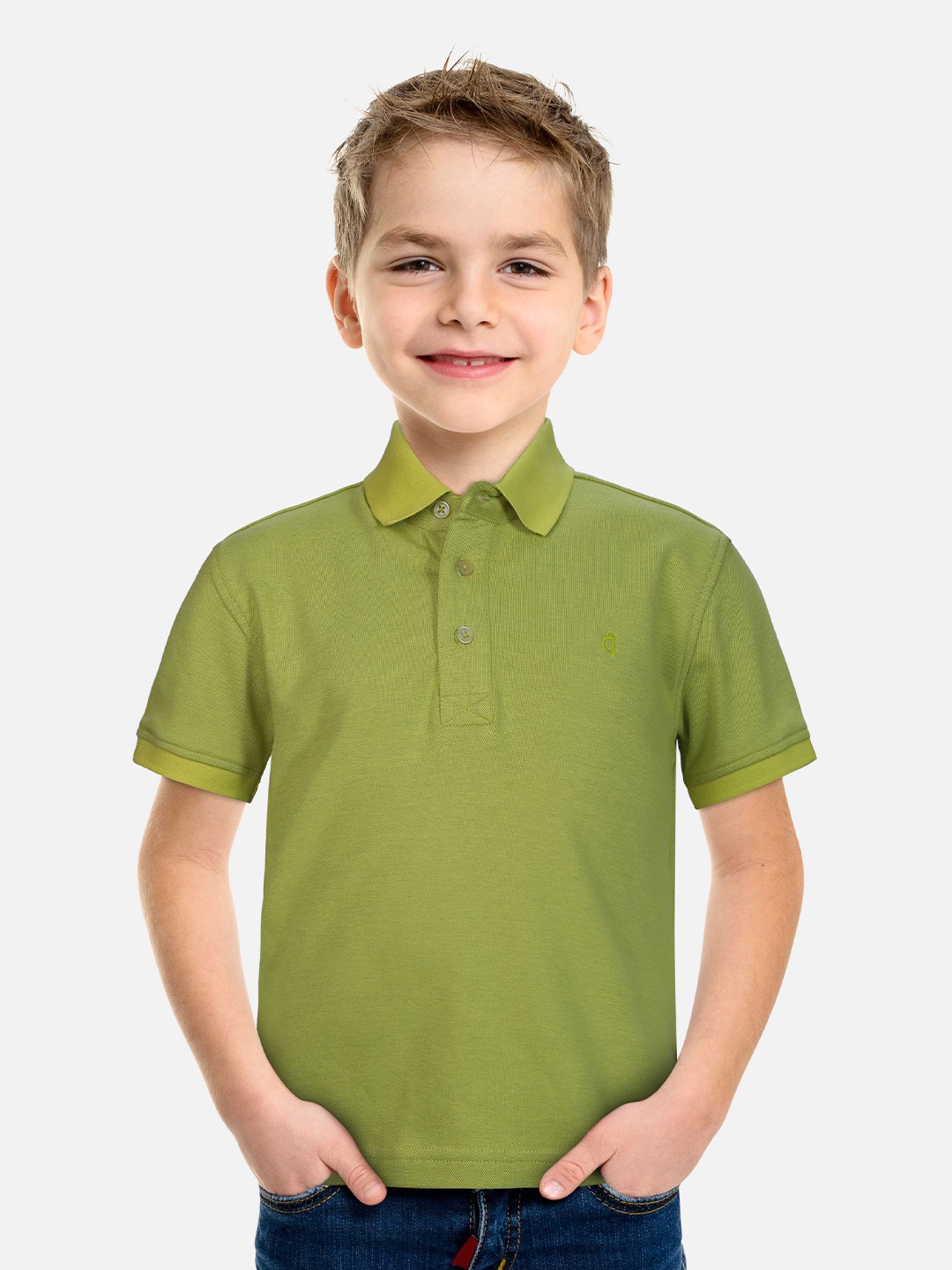 

Gini and Jony Boys Polo Collar Cotton T-shirt, Green