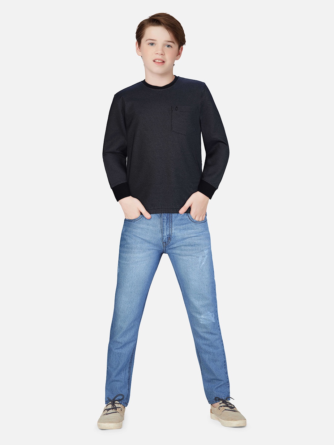 

Gini and Jony Boys Chest Pocket Cotton T-shirt, Charcoal