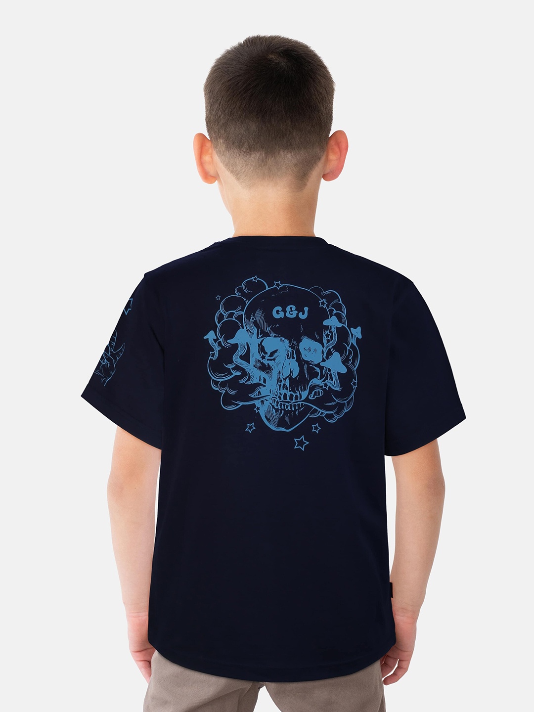 Gini and Jony Boys Graphic Printed Cotton T-shirt, Navy blue