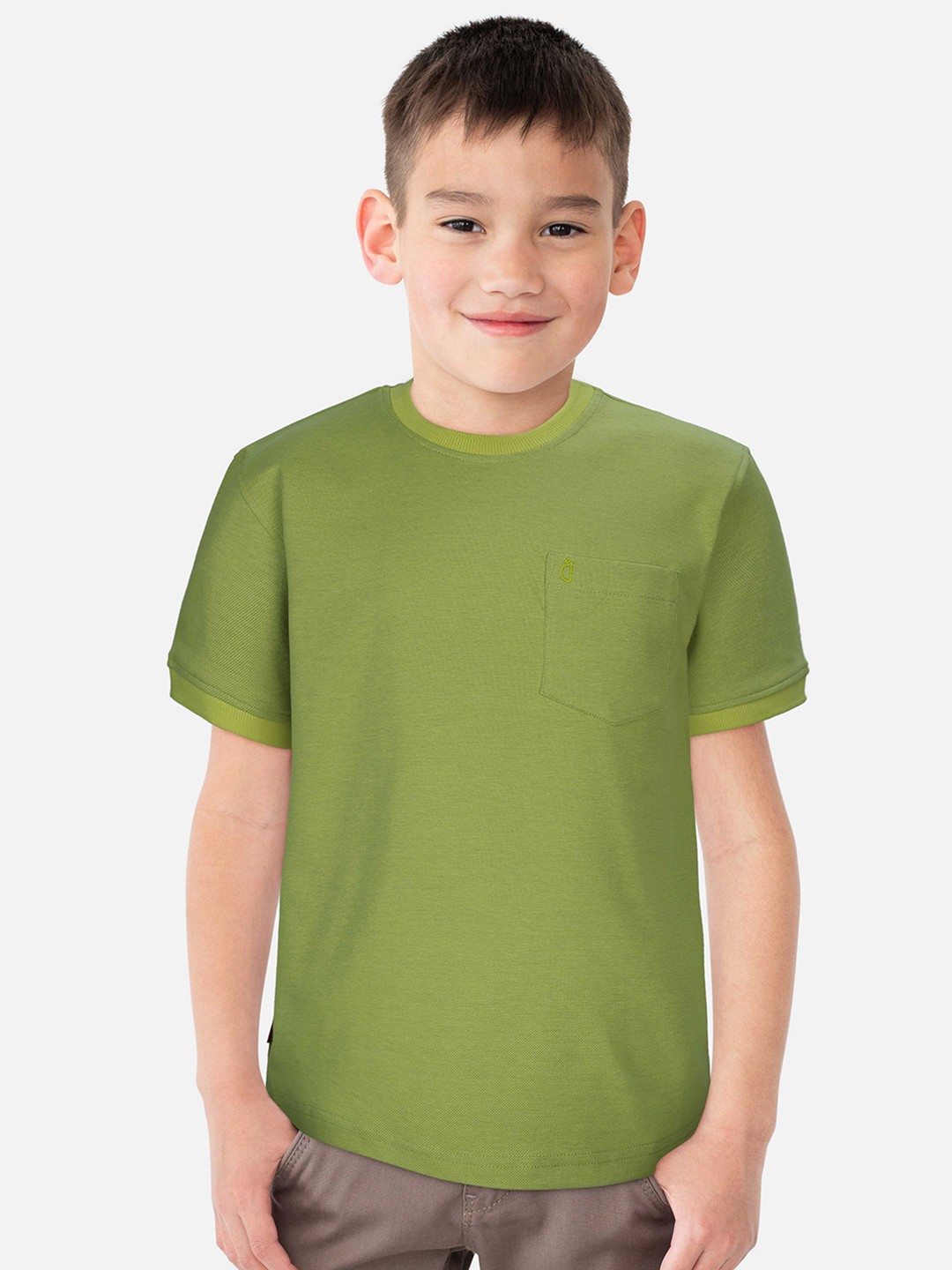 

Gini and Jony Boys Round Neck Cotton T-Shirt, Green
