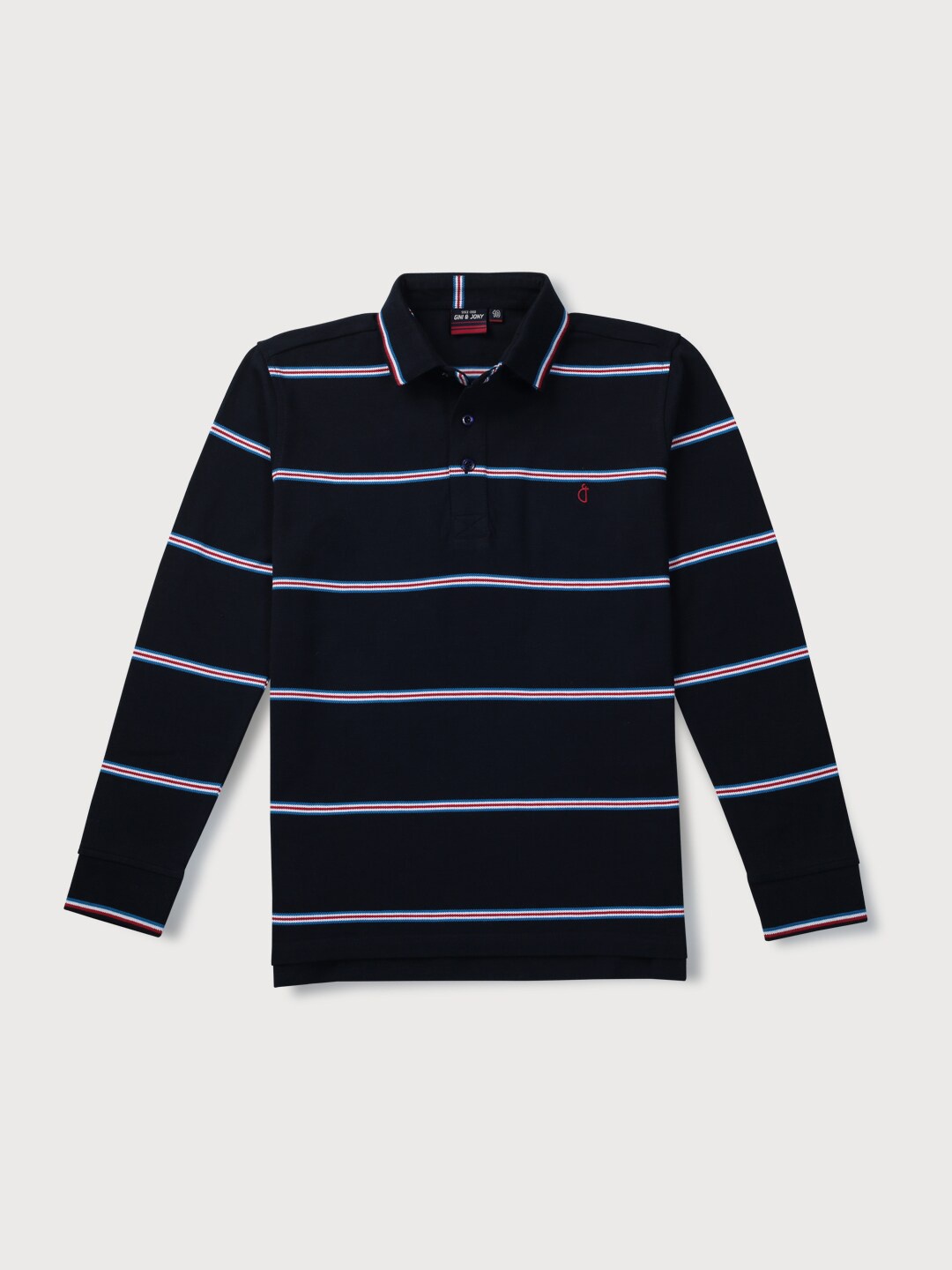 

Gini and Jony Boys Striped Polo Collar Cotton T-shirt, Navy blue