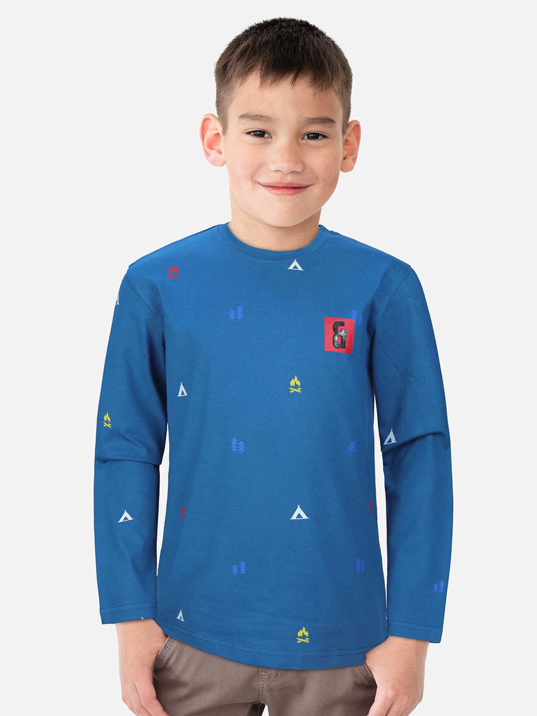 

Gini and Jony Boys Printed Cotton T-shirt, Blue